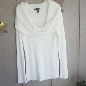 I.N.C tunic fuzzy cream sweater cowl neck